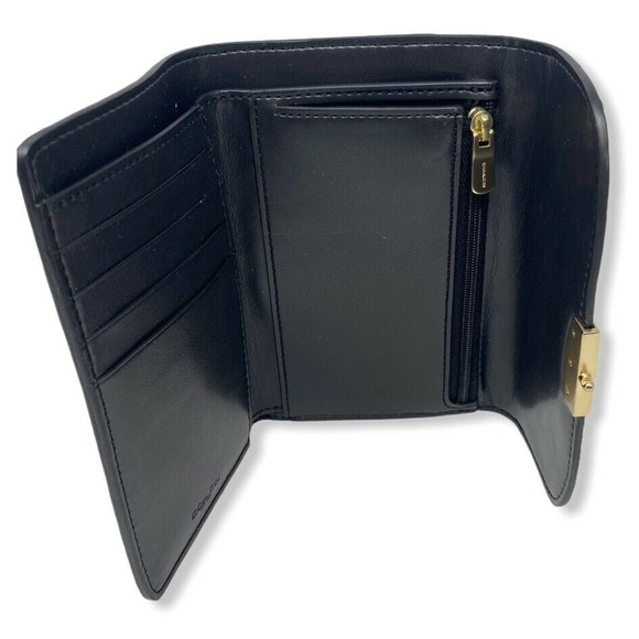 Coach Women's Medium Envelope Crocodile & Refined Pebble Leather Wallet - Black - Picture 4 of 6